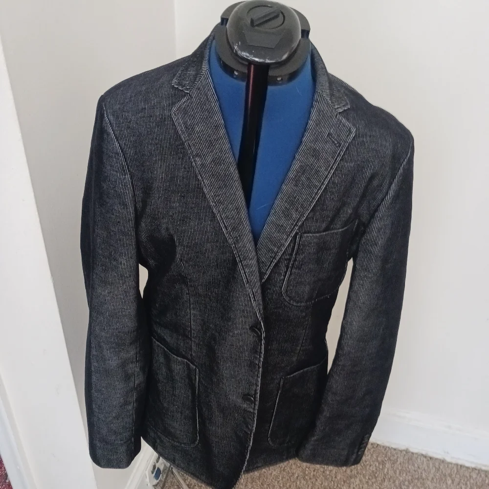 James Campbell Suit Jacket Blazer Black Corduroy Large *